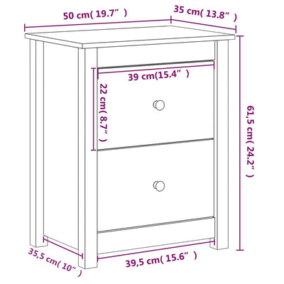 Bedside Cabinets 2 pcs Black 50x35x61.5 cm Solid Wood Pine