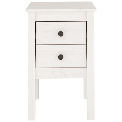 Bedside Cabinet White 40x35x61.5 cm Solid Wood Pine