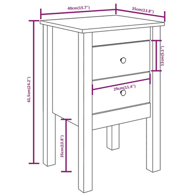 Bedside Cabinet Honey Brown 40x35x61.5 cm Solid Wood Pine