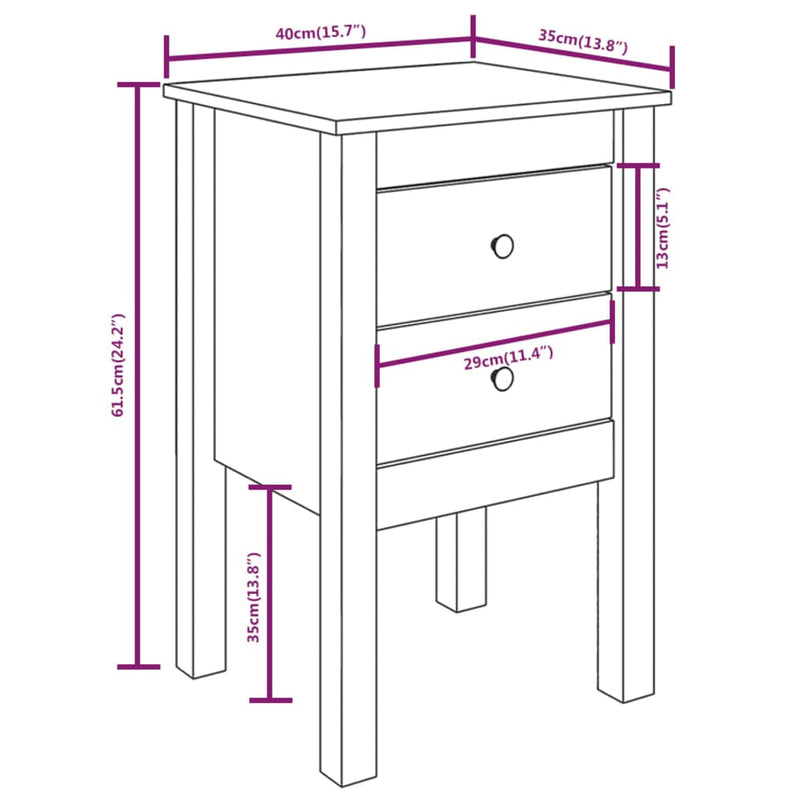 Bedside Cabinets 2 pcs Honey Brown 40x35x61.5cm Solid Wood Pine