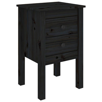 Bedside Cabinet Black 40x35x61.5 cm Solid Wood Pine