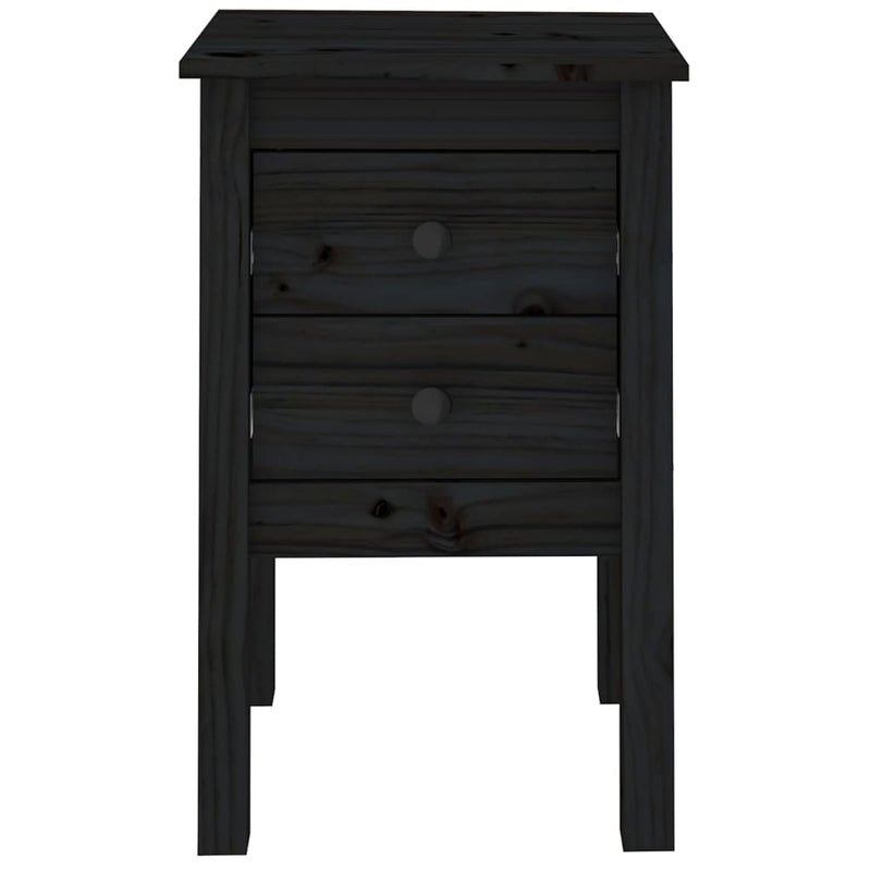 Bedside Cabinet Black 40x35x61.5 cm Solid Wood Pine