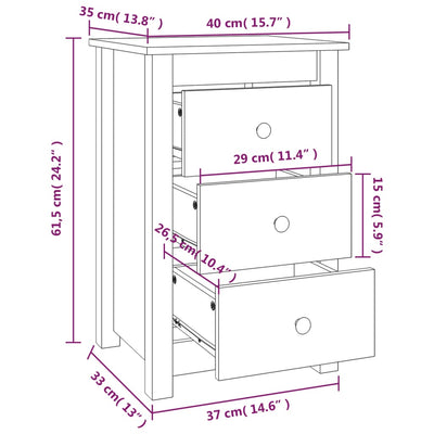 Bedside Cabinet White 40x35x61.5 cm Solid Wood Pine