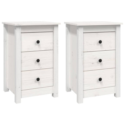 Bedside Cabinets 2 pcs White 40x35x61.5 cm Solid Wood Pine