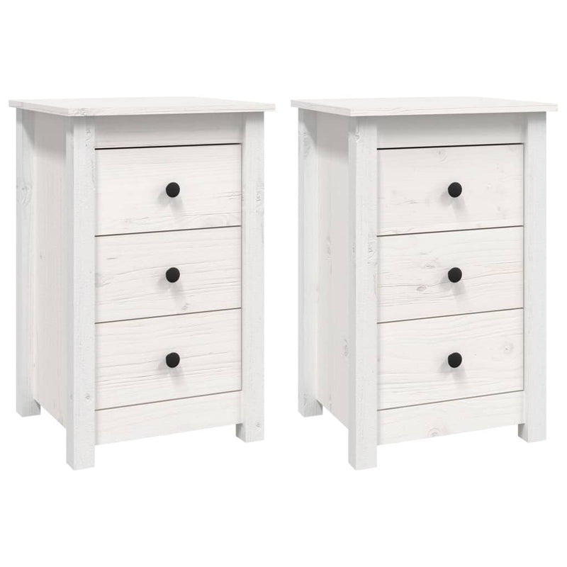 Bedside Cabinets 2 pcs White 40x35x61.5 cm Solid Wood Pine