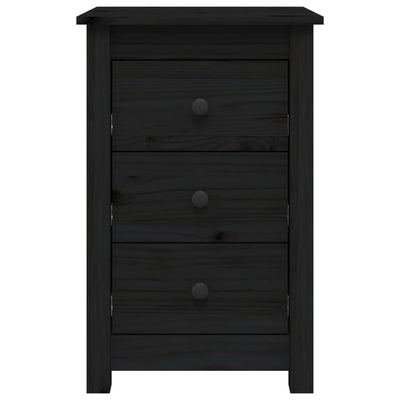 Bedside Cabinet Black 40x35x61.5 cm Solid Wood Pine