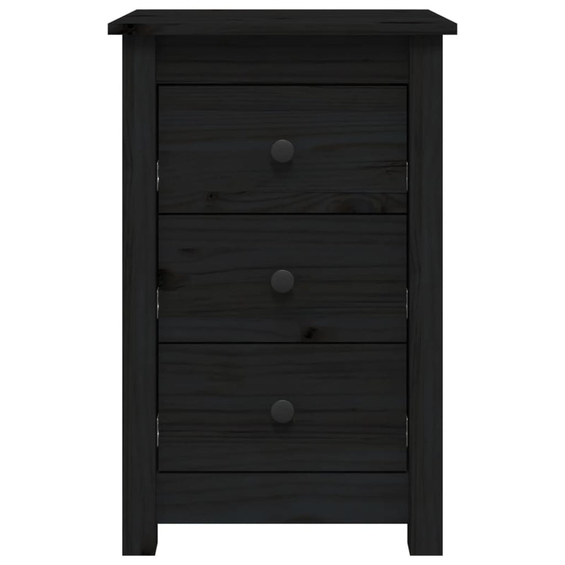 Bedside Cabinet Black 40x35x61.5 cm Solid Wood Pine