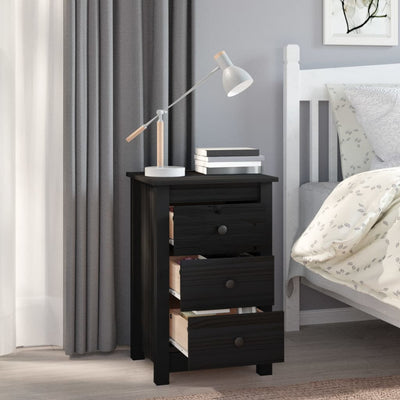 Bedside Cabinets 2 pcs Black 40x35x61.5 cm Solid Wood Pine