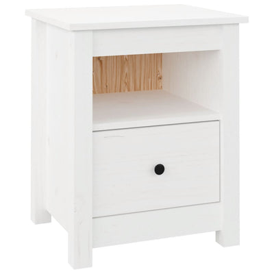 Bedside Cabinet White 40x35x49 cm Solid Wood Pine