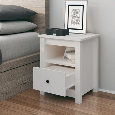 Bedside Cabinet White 40x35x49 cm Solid Wood Pine