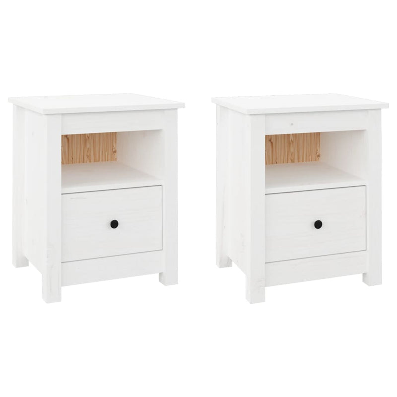 Bedside Cabinets 2 pcs White 40x35x49 cm Solid Wood Pine