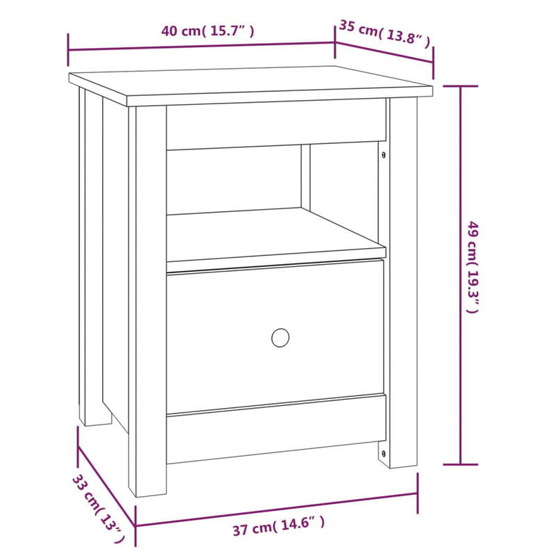 Bedside Cabinet Honey Brown 40x35x49 cm Solid Wood Pine