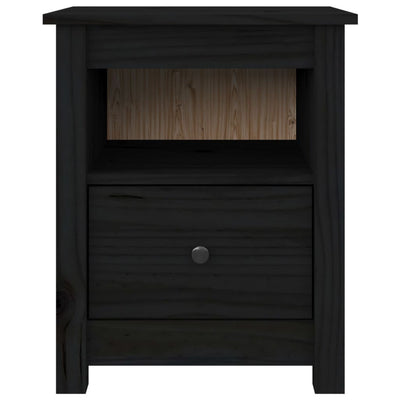 Bedside Cabinets 2 pcs Black 40x35x49 cm Solid Wood Pine