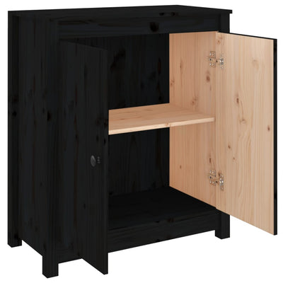 Sideboard Black 70x35x80 cm Solid Wood Pine