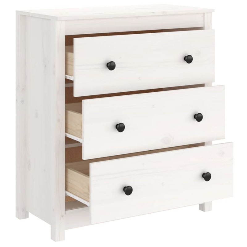 Sideboard White 70x35x80 cm Solid Wood Pine