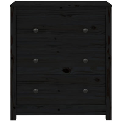 Sideboard Black 70x35x80 cm Solid Wood Pine