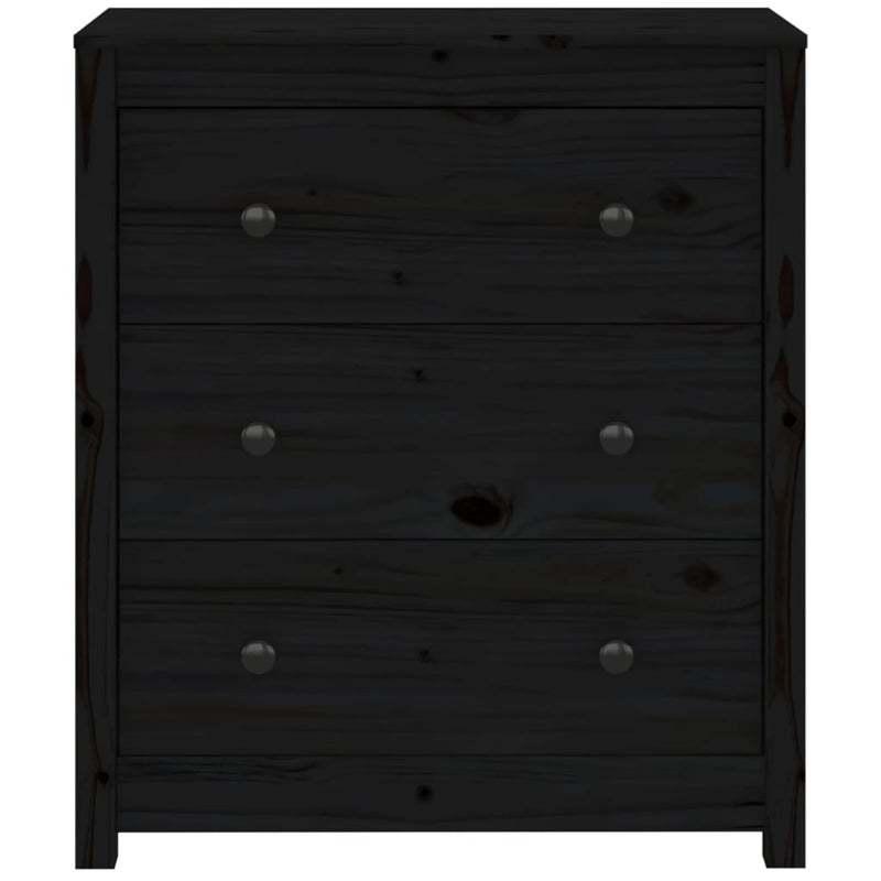 Sideboard Black 70x35x80 cm Solid Wood Pine