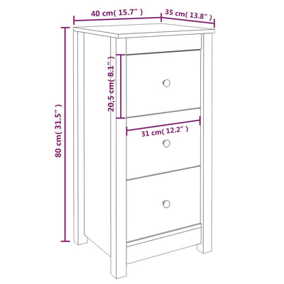 Sideboards 2 pcs White 40x35x80 cm Solid Wood Pine