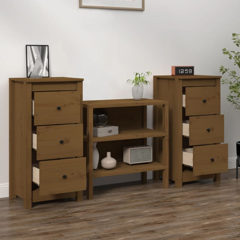 Sideboards 2 pcs Honey Brown 40x35x80 cm Solid Wood Pine