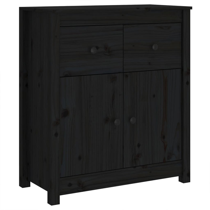 Sideboard Black 70x35x80 cm Solid Wood Pine