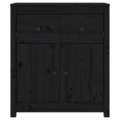 Sideboard Black 70x35x80 cm Solid Wood Pine