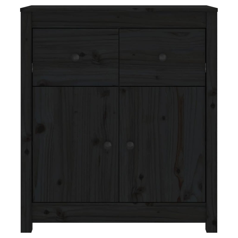 Sideboard Black 70x35x80 cm Solid Wood Pine