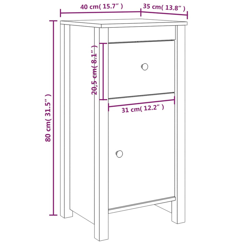 Sideboards 2 pcs White 40x35x80 cm Solid Wood Pine