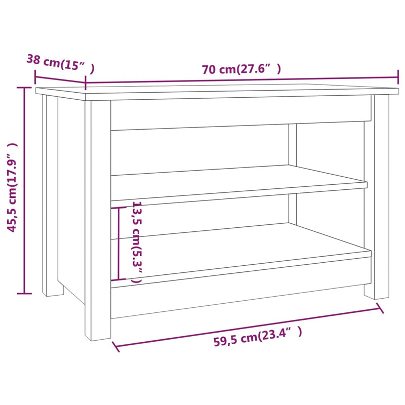 Shoe Bench 70x38x45.5 cm Solid Wood Pine