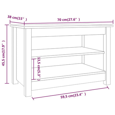 Shoe Bench White 70x38x45.5 cm Solid Wood Pine