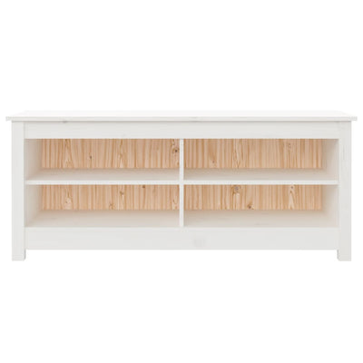 Shoe Bench White 110x38x45.5 cm Solid Wood Pine