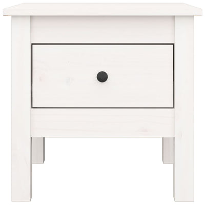 Side Table White 40x40x39 cm Solid Wood Pine