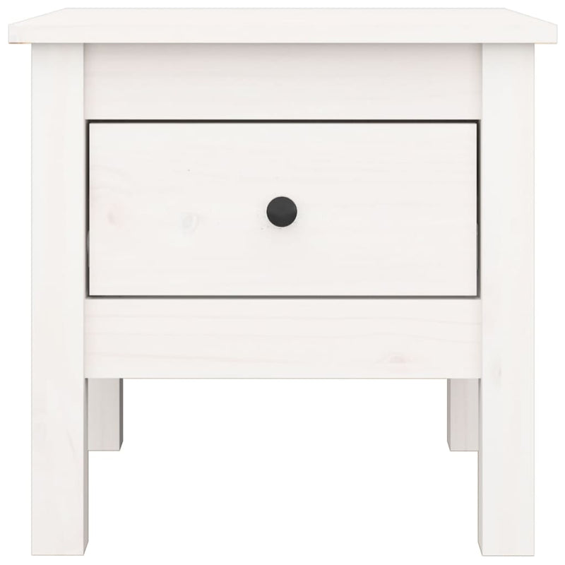 Side Table White 40x40x39 cm Solid Wood Pine