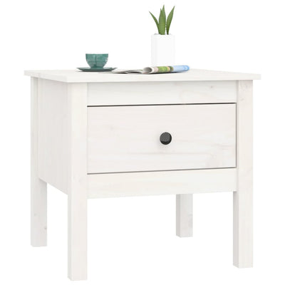 Side Table White 50x50x49 cm Solid Wood Pine