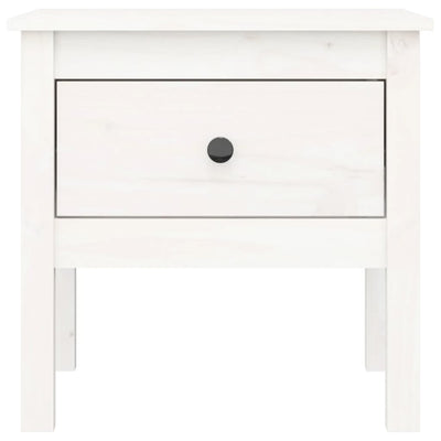 Side Table White 50x50x49 cm Solid Wood Pine