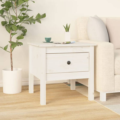 Side Table White 50x50x49 cm Solid Wood Pine