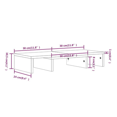 Monitor Stand White 60x24x10.5 cm Solid Wood Pine