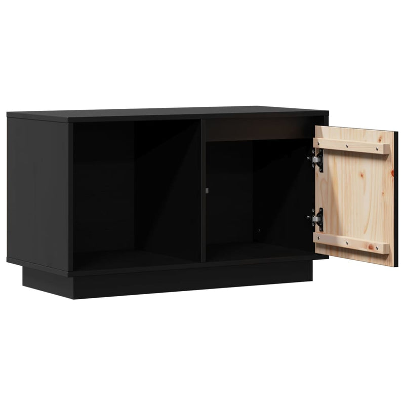 TV Cabinet Black 74x35x44 cm Solid Wood Pine