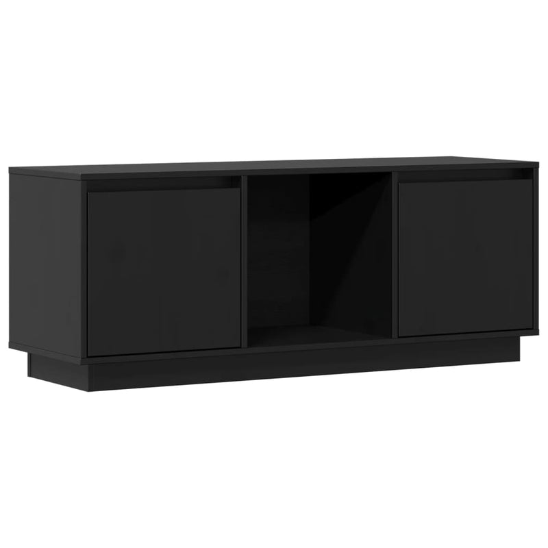 TV Cabinet Black 110.5x35x44 cm Solid Wood Pine