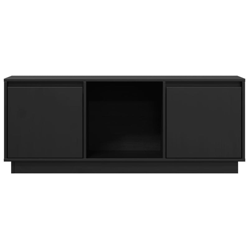 TV Cabinet Black 110.5x35x44 cm Solid Wood Pine