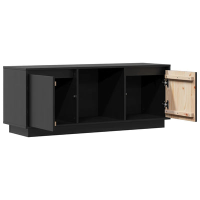 TV Cabinet Black 110.5x35x44 cm Solid Wood Pine