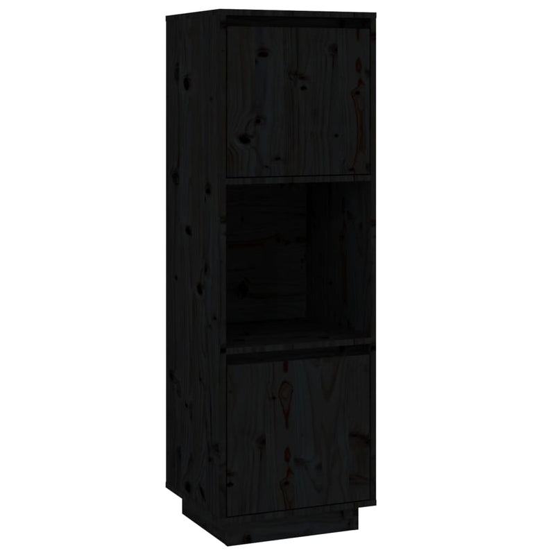 Highboard Black 38x35x117 cm Solid Wood Pine