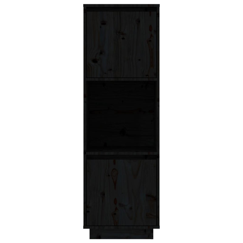 Highboard Black 38x35x117 cm Solid Wood Pine