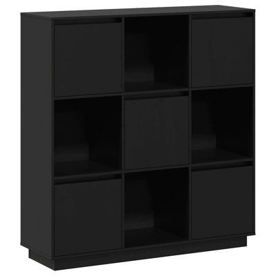 Highboard Black 110.5x35x117 cm Solid Wood Pine