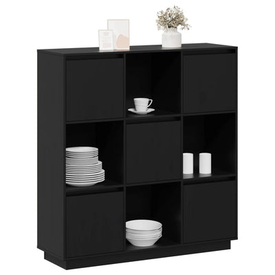 Highboard Black 110.5x35x117 cm Solid Wood Pine