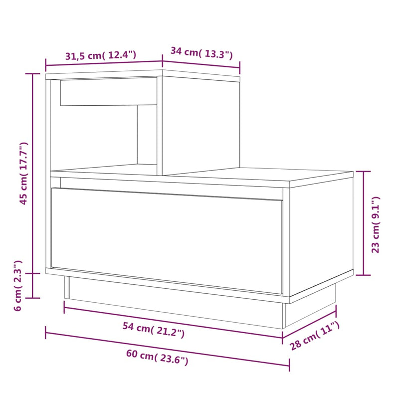 Bedside Cabinet 60x34x51 cm Solid Wood Pine