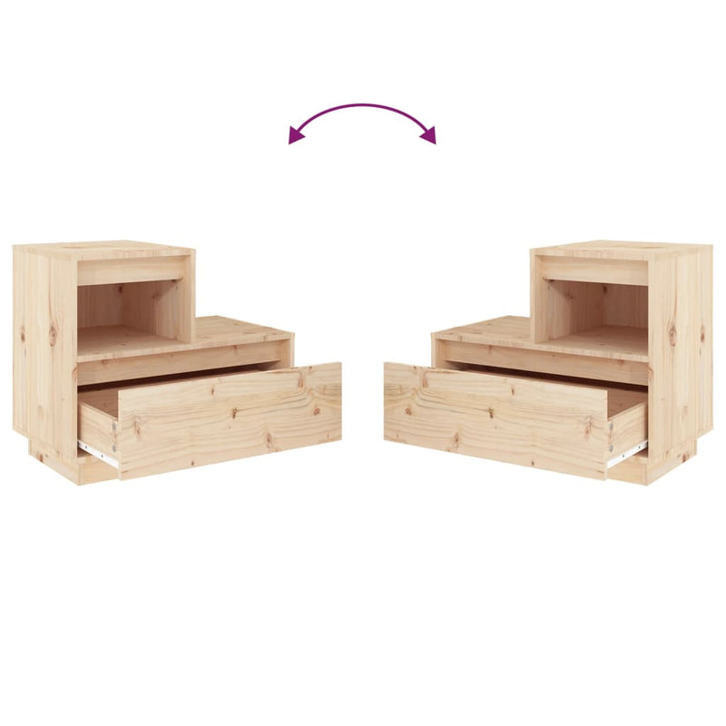 Bedside Cabinets 2 pcs 60x34x51 cm Solid Wood Pine