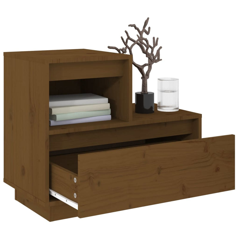 Bedside Cabinet Honey Brown 60x34x51 cm Solid Wood Pine