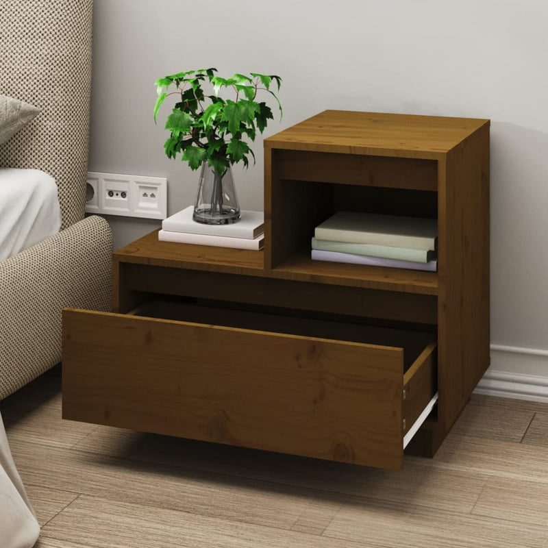 Bedside Cabinet Honey Brown 60x34x51 cm Solid Wood Pine