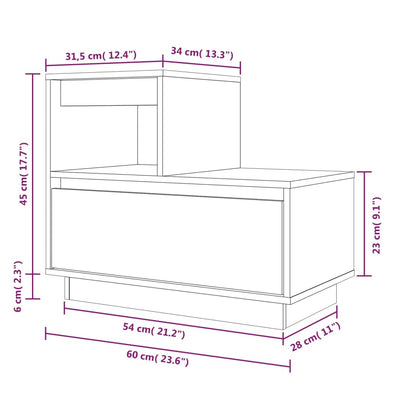 Bedside Cabinet Honey Brown 60x34x51 cm Solid Wood Pine