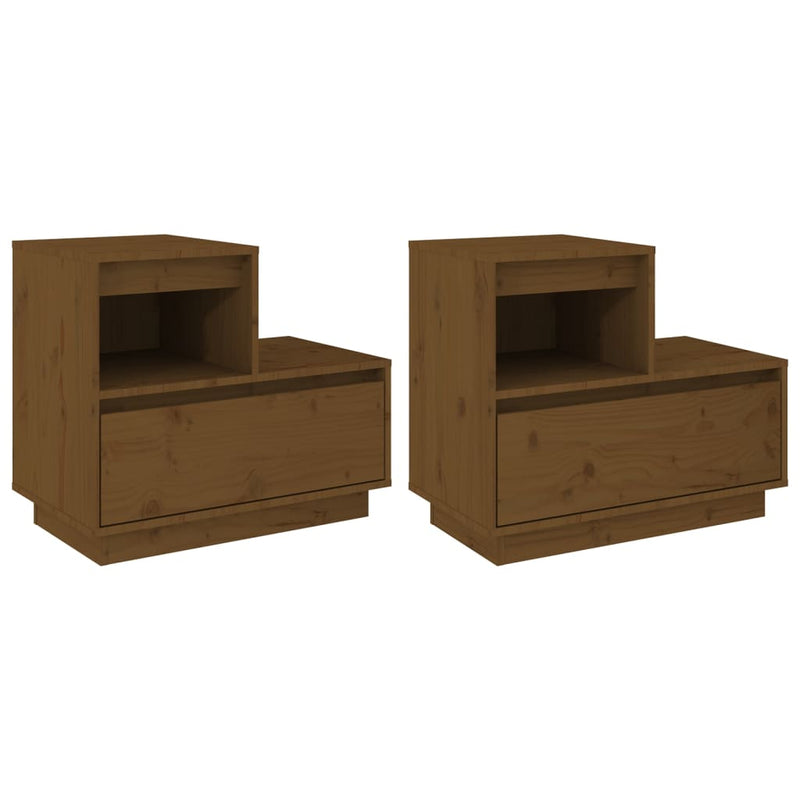 Bedside Cabinets 2 pcs Honey Brown 60x34x51 cm Solid Wood Pine